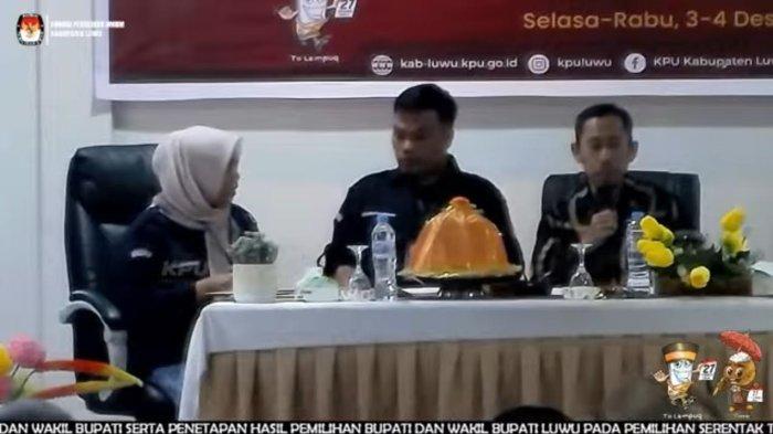 Proses rekapitulasi suara Pemilu 2024 di Kabupaten Luwu masih berlangsung. Pata-Dhevy unggul sementara ABM-Rahmat berada di posisi ketiga, Rabu (4/12/2024).