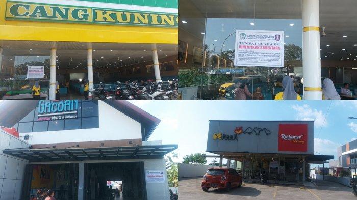 RESTORAN DITUTUP - Suasana tiga gerai kuliner atau restoran di Kabupaten Gowa, Sulawesi Selatan (Sulsel), ditutup sementara, Senin (16/6/2025).