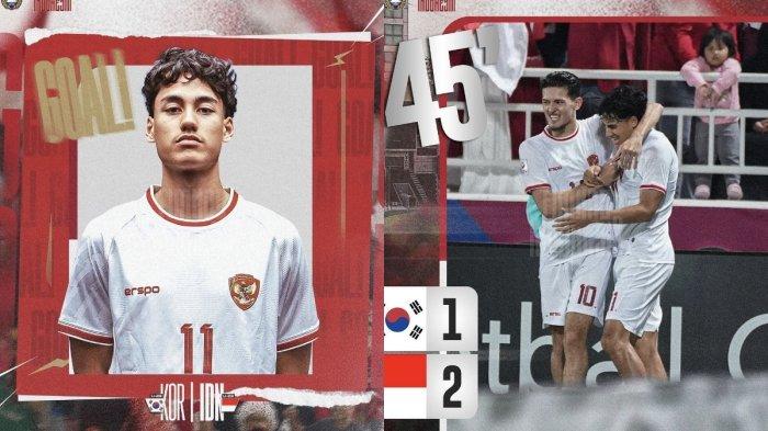 Rafael Struick cetak 2 gol, Timnas U-23 Indonesia vs Korsel 2-1 di babak pertama laga 8 besar Piala Asia U-23, Jumat (26/4/2024) dini hari.