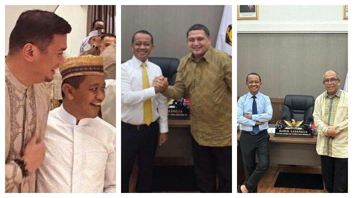 SOWAN CALON KETUA- Calon Ketua Partai Golkar Sulawesi Selatan Adnan Purichta Ichsan YL, Munafri Arifuddin, dan Ilham Arief Sirajuddin menemui ketua umum Dewan Pimpinan Pusat Partai Golkar, Bahlil Lahadalia. Foto pertemuan mereka beredar sebelum Musyawarah Partai Golkar Sulsel.
