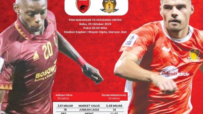 Statistik Adilson Silva dan Dorde Maksimovic. Dua striker Eropa ini akan berduel di laga PSM Makassar vs Hougang United di Stadion Kapten I Wayan Dipta, Gianyar, Bali, Rabu (25/10/2023)