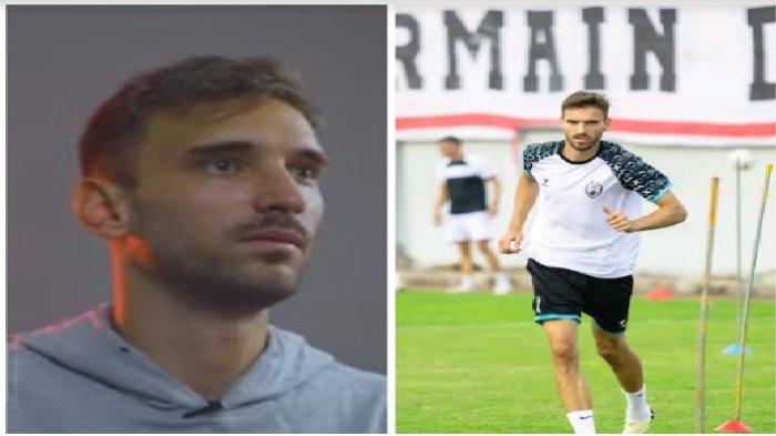 Striker anyar PSM Makassar, Nermin Haljeta melakukan Q&A di kanal YouTube PSM Makassar (kiri) dan Nermin Haljeta saat latihan di Stadion Kalegowa, Kabupaten Gowa (kanan).