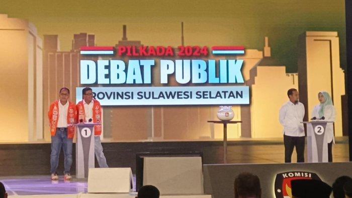 Suasana debat publik Pilgub Sulsel di Hotel Four Points by Sheraton Makassar, Senin (28/10/2024).
