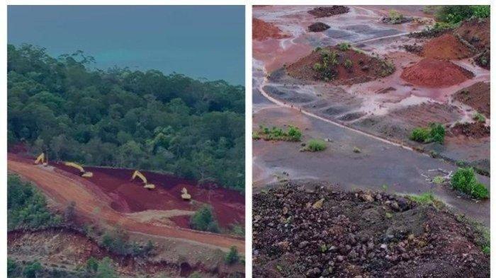 TAMBANG RAJA AMPAT - Kerusakan ekologis terlihat nyata akibat aktivitas pertambangan nikel di Raja Ampat, Papua Barat Daya. Sejumlah pihak turut memberi tanggapannya terkait polemik tambang nikel di Raja Ampat, pemerintah diminta tegas. (Kolase Tribunnews/Greenpeace)
