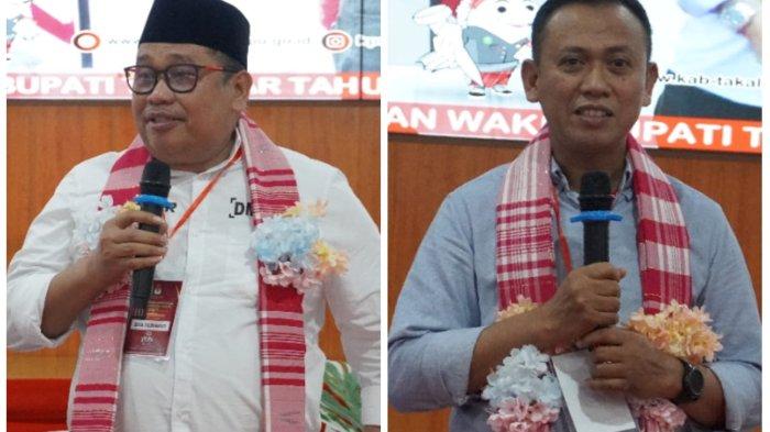 Dua calon bupati Takalar, Firdaus Daeng Manye dan Syamsari Kitta. Panasnya persaingan Pilkada Takalar 2024, dua paslon berebut lapangan untuk kampanye akbar di Makkatang Daeng Sibali.