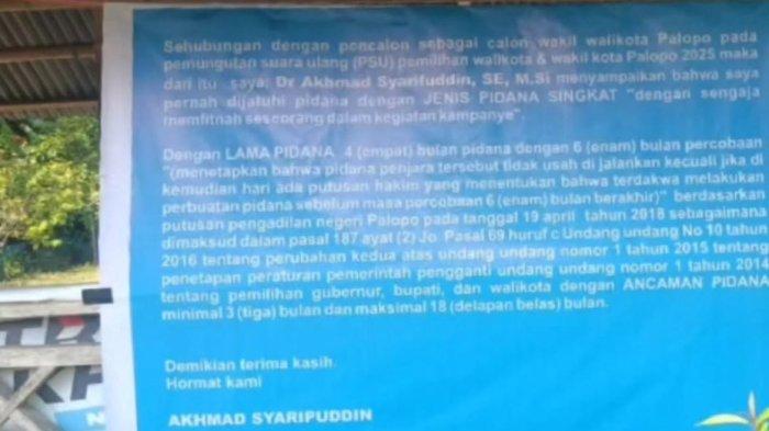 PSU PALOPO - Tangkapan layar postingan pada akun instagram milik Akhmad Syarifuddin @sayeed_akhmadinejad. Akhmad Syarifuddin mengatakan dirinya telah mengumumkan statusnya sebagai terpidana