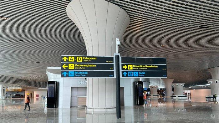 Wajah baru terminal keberangkatan Bandara Internasiona Sultan Hasanuddin, Minggu (16/6/2024).