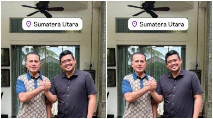 Wali Kota Medan Bobby Nasution memposting story foto dirinya bersama Ketua DPD Golkar Sumut Musa Rajekshah di akun story instagram resmi Bobby Nasution, Sabtu (1/6/2024). Dalam foto itu Bobby terlihat berjabat tangan dengan bentuk salam komando.