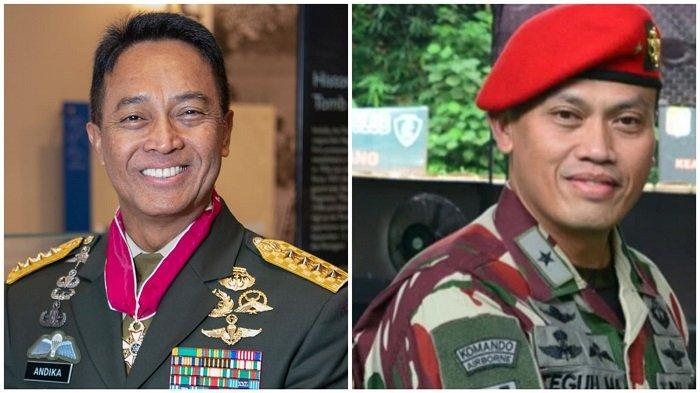 Panglima TNI Jenderal Andika Perkasa mempromosikan seorang dosen tetap Universitas Pertahanan (Unhan) Mayjen TNI Teguh Muji Angkasa menjadi Komandan Jenderal Komando Pasukan Khusus (Danjen Kopassus)
