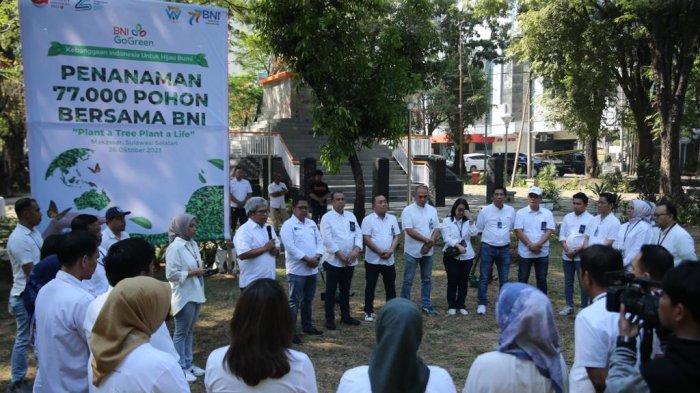 Aksi penanaman pohon ini dilaksanakan dalam rangka memperingati Hari Ulang Tahun (HUT) ke-77 BNI.