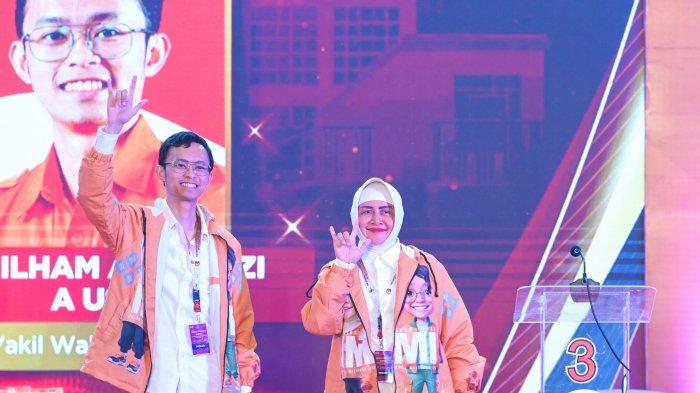 Paslon nomor urut 3 Indira Yusuf Ismail dan Ilham Ari Fauzi dalam debat publik kedua di Hotel Four Points Makassar by Sheraton, Jl Andi Djemma, Rabu (13/11/2024)