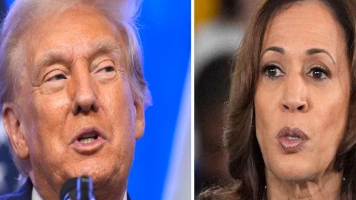 Donald Trump dan Kalama Harris. Wakil Presiden Harris tembus 52,6 persen dalam survei nasional terbaru Outward Intelligence.