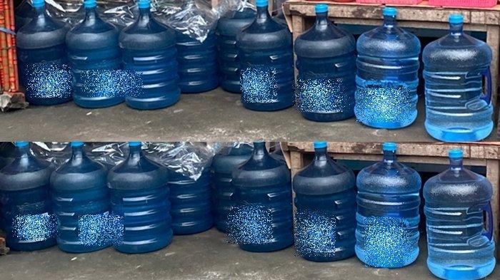 AIR MINUM - Potret air minum isi ulang di sebuah warung.