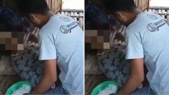 Aksi tak beradab pria kencingi ibunya setelah menyuapi makanan viral di media sosial. Warganet desak polisi cari keberadaannya.