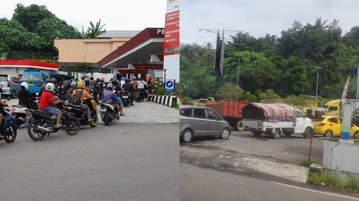Antrean BBM di sejumlah SPBU di Manado dan Minut, pasca Sulut Black Out, Jumat (13/12/2024).