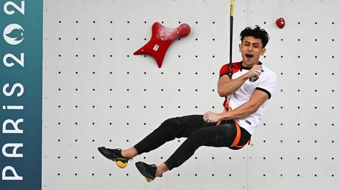 Atlet Panjat Tebing Indonesia Veddriq Leonardo Raih Medali Emas Olimpiade Paris 2024.