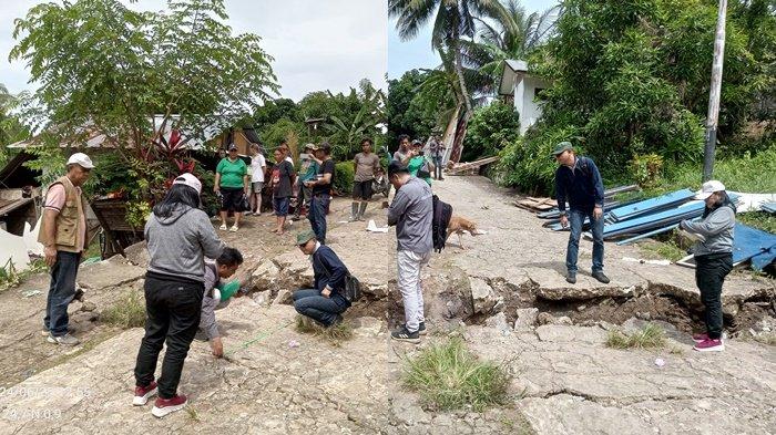 Bencana likuifaksi di Basaan Dua, Kecamatan Ratatotok, Kabupaten Minahasa Tenggara (Mitra), Sulawesi Utara, Selasa (25/6/2024).