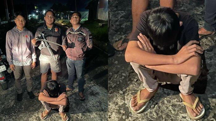 TANGKAP - Tim Black Mamba dan SPKT Polres Minut tangkap seorang pelajar usia 14 tahun atas dugaan buat keributan pakai senjata tajam (sajam) Kamis (1/5/2025) pukul 01.15 Wita.