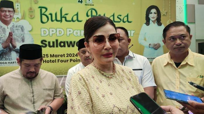Ketua DPD I Golkar Sulut Christiany Eugenia Paruntu (CEP) saat diwawancara awak media