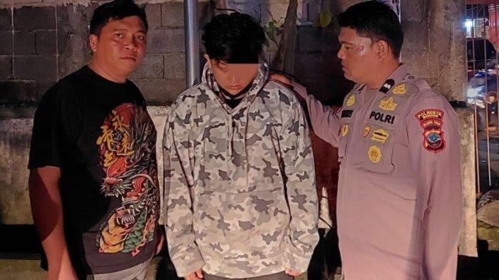 DITANGKAP: Riski Solang warga Minahasa Selatan ditangkap Polsek Tikala, Manado, Sulawesi Utara, Jumat (7/2/2025). Riski diduga menjadi pembunuhan tukang ojek di Minsel.