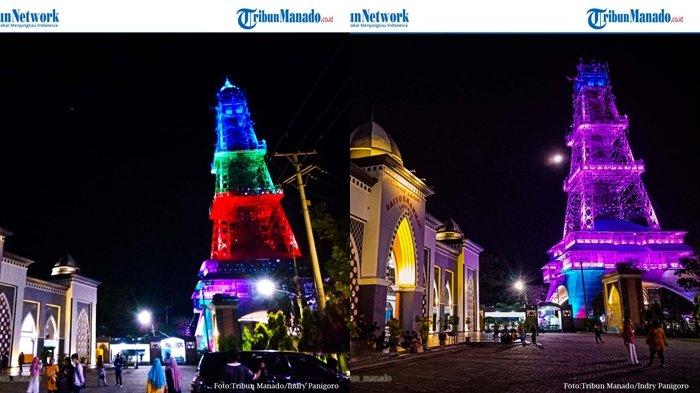 Potret Menara Limboto Gorontalo di malam hari