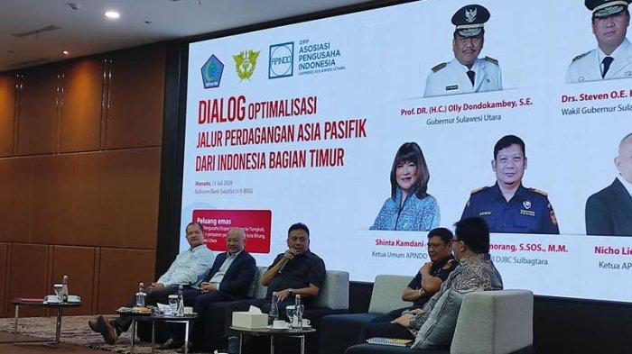 Gubernur Sulawesi Utara, Olly Dondokambey menjadi pemateri dalam Dialog Optimalisasi Jalur Perdagangan Asia Pasifik yang digagas Apindo di BSG Ballroom, Kamis (11/9/2024) .