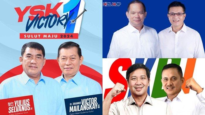 Tiga Paslon Gubernur-Wakil Gubernur Pilgub Sulut 2024: YSK-Victor, E2L-HJP dan SK-DT.