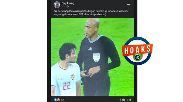 Hoaks, wasit Ahmed Al Kaf langsung dipecat seusai laga Indonesia melawan Bahrain(Screenshot)