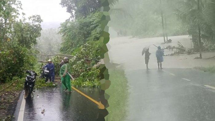 Hujan deras yang mengguyur wilayah Kabupaten Kepulauan Talaud beberapa hari ini mengakibatkan banjir dan tanah longsor, Rabu (28/2/2024).
