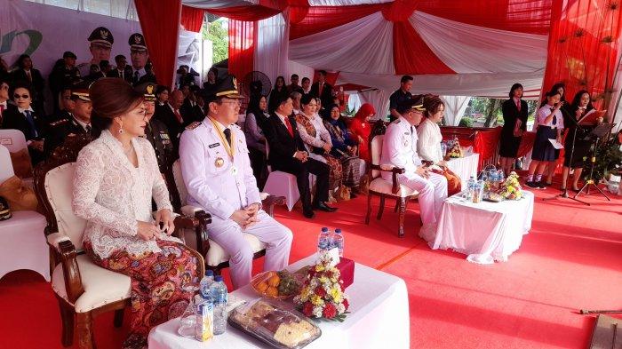 ULANG TAHUN - Hut kota Manado ke 402 diperingati dengan upacara bendera di Lapangan Sparta Tikala, kota Manado, provinsi Sulawesi Utara (Sulut), Senin (14/7/2025).