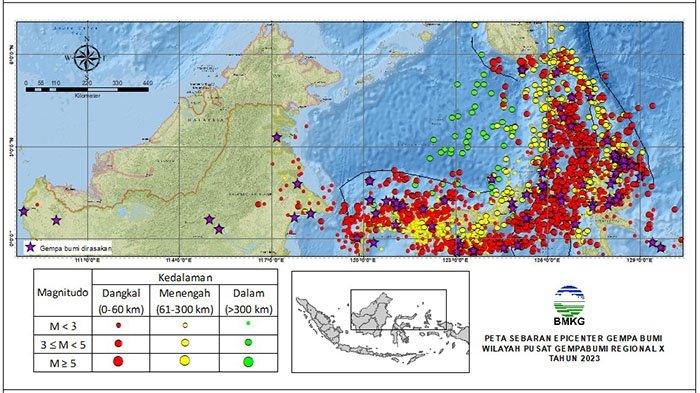 Info gempa bumi di Sulut sepanjang tahun 2023.