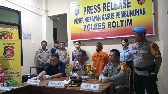 Kapolres Boltim AKBP Sugeng Setyo Budhi saat konferensi pers kasus pembunuhan bocah 8 tahun di Boltim, Sulut, Jumat (19/1/2024).