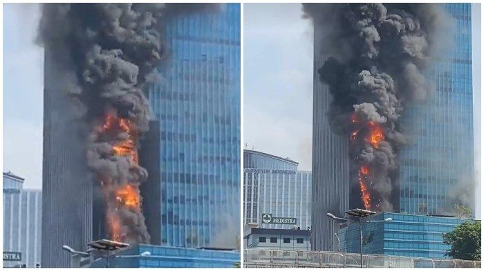 Kebakaran terjadi di gedung K-Link Tower pada Sabtu (15/7/2023), sekitar pukul 10.00 WIB yang menyebabkan dua orang menjadi korban.