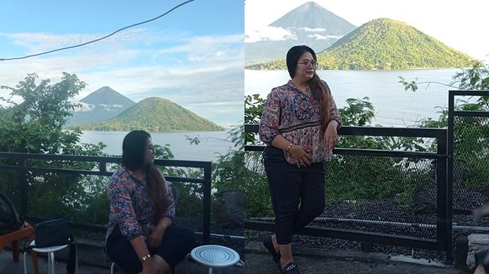 LIPUTAN WISATA: Kelana Kopi yang terletak di Jalan Santo Pedro, Kelurahan Kalumata, Kecamatan Ternate Selatan, Maluku Utara, Kamis 4 Juli 2025. Kelana Kopi menawarkan pemandangan Gunung Maitara dan Tidore yang megah.