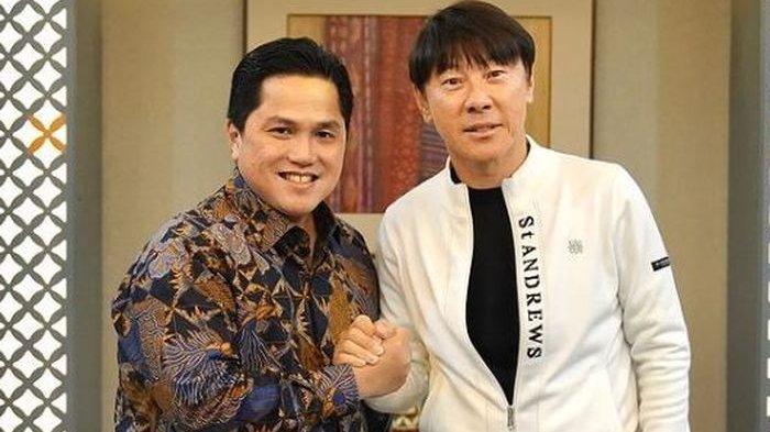 Ketua Umum PSSI Erick Thohir dan Shin Tae-yong