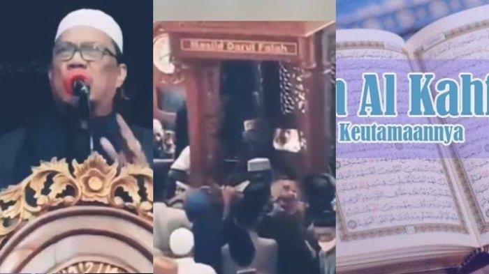 MENINGGAL - Kolase foto potret Ustad Yahya Waloni saat khutbah dan Surah Al Kahfi. Ustad Yahya Waloni meninggal saat Khutbah di Masjid Kota Makassar, Jumat (6/6/2025).