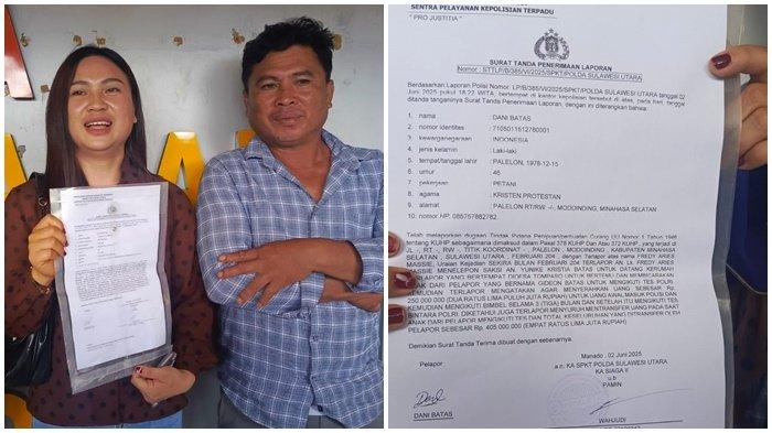 MELAPOR - Deni Batas (46) seorang petani asal Kecamatan Mondoinding, Kabupaten Minahasa Selatan, Sulawesi Utara, saat melaporkan kasus penipuan yang dialaminya di Mapolda Sulawesi Utara, Jumat (13/6/2025).