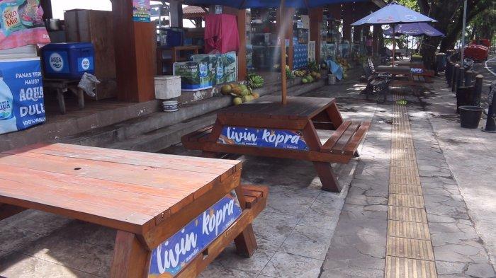 Malalayang Beach Walk (MBW) di Jalan Wolter Mongisidi Kelurahan Malalayang Dua, Kecamatan Malalayang Manado, Sulawesi Utara, Selasa (2/4/2024), tampak sepi pengunjung.