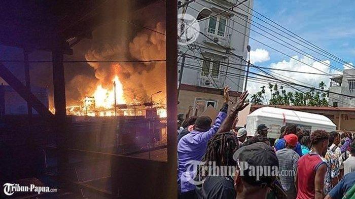 Massa Pengantar Jenazah Lukas Enembe Bakar Ruko di Kota Jayapura Papua.