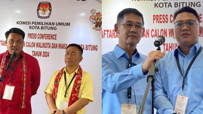Bakal paslon Wali Kota dan Wakil Wali Kota Bitung, Hengky Honandar-Randito Maringka dan Geraldi Mantiri-Erwin Wurangian.