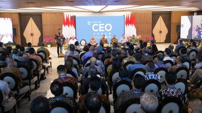 Suasana acara Kompas100 CEO Forum yang berlangsung di Istana Garuda, Ibu Kota Nusantara (IKN) pada Jumat (11/10).