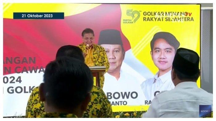 Partai Golkar Usulkan Gibran Rakabuming Jadi Cawapres Prabowo dalam Rapat Pimpinan Nasional (Rapimnas), Sabtu (21/10/2023).