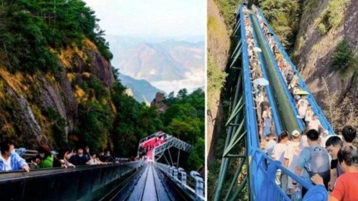 Pengelola gunung di China menyediakan eskalator untuk naik ke puncak