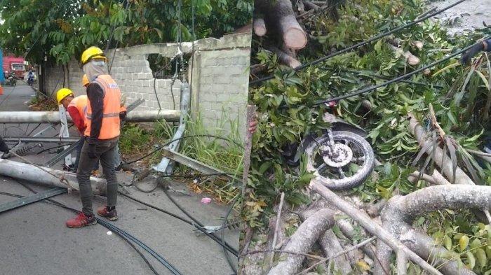 Lurah Sagerat Pohon dan Tiang Listrik Roboh di wilayah Kelurahan Sagerat Kecamatan Matuari Bitung Sulut.
