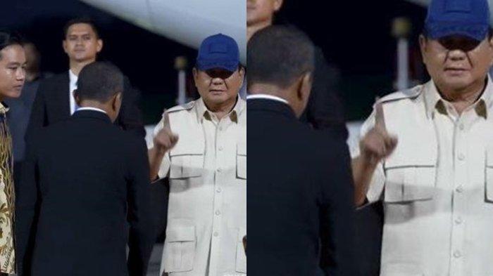 PRABOWO DAN BAHLIL - Potret Presiden Prabowo Subianto berpamitan saat akan terbang ke Singapura dilepas oleh Wakil Presiden Gibran Rakabuming, Wakil Ketua DPR Sufmi Dasco Ahmad, Menteri Sekretaris Negara Prasetyo Hadi, serta Menteri Energi dan Sumber Daya Mineral (ESDM) Bahlil Lahadalia pada Minggu (15/6/2025).