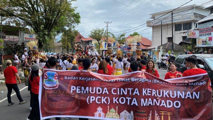 Potret kemeriahan festival pawai ogoh-ogoh di Lapangan Tikala Manado Sulawesi Utara, Minggu (10/3/2024).