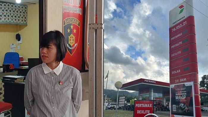 Kasat Reskrim Polresta Manado Kompol May Diana Sitepu dan SPBU Tateli yang ada di Kabupaten Minahasa, Sulawesi Utara.