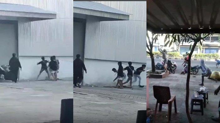 Screenshoot video viral yang menunjukkan aksi perkelahian anak muda di Kelurahan Bitung Tengah Kecamatan Maesa Bitung Sulut.