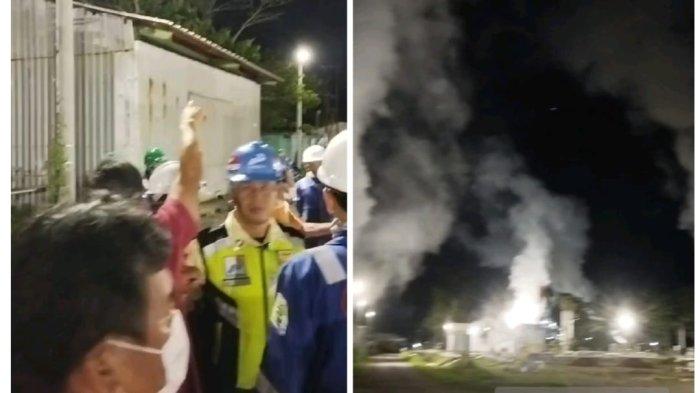 Sejumlah warga saat mendatangi PT Pertamina Geothermal Energy (PGE) di area Lahendong, Tomohon, Sabtu (23/3/2024) memprotes uap menyengat tersebut