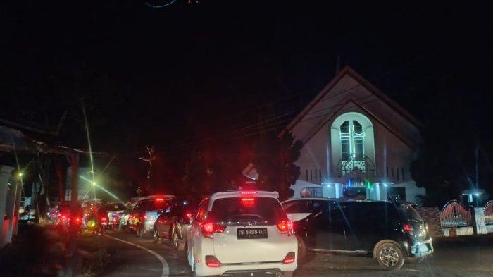 Suasana arus balik Pengucapan Syukur di Langowan, Minahasa, Sulawesi Utara, Minggu (21/7/2024).